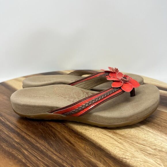 Aetrex Women’s Size 9 Selena Coral Flower Flip Flop Thong SE308W - Picture 4 of 10